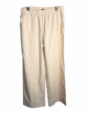 Ann Taylor Pull On Stretch Wide Leg Pants Beige Large